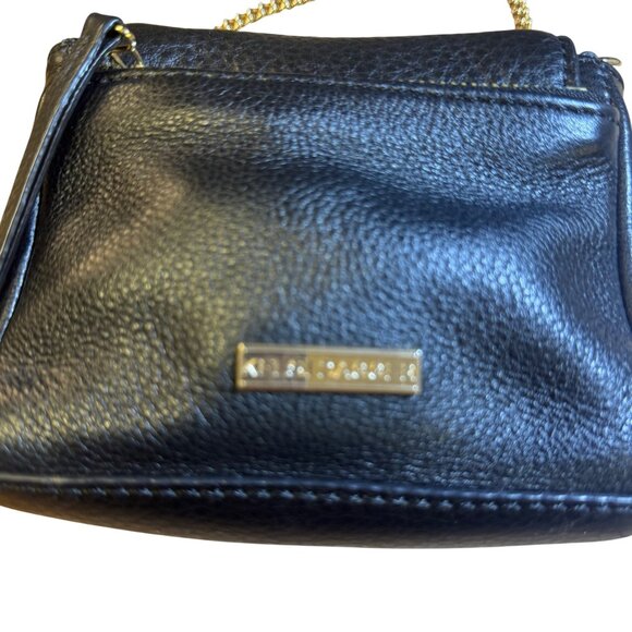 Kelsi Dagger Black Leather Mini Crossbody Bag With Gold Chain Strap - Picture 9 of 14